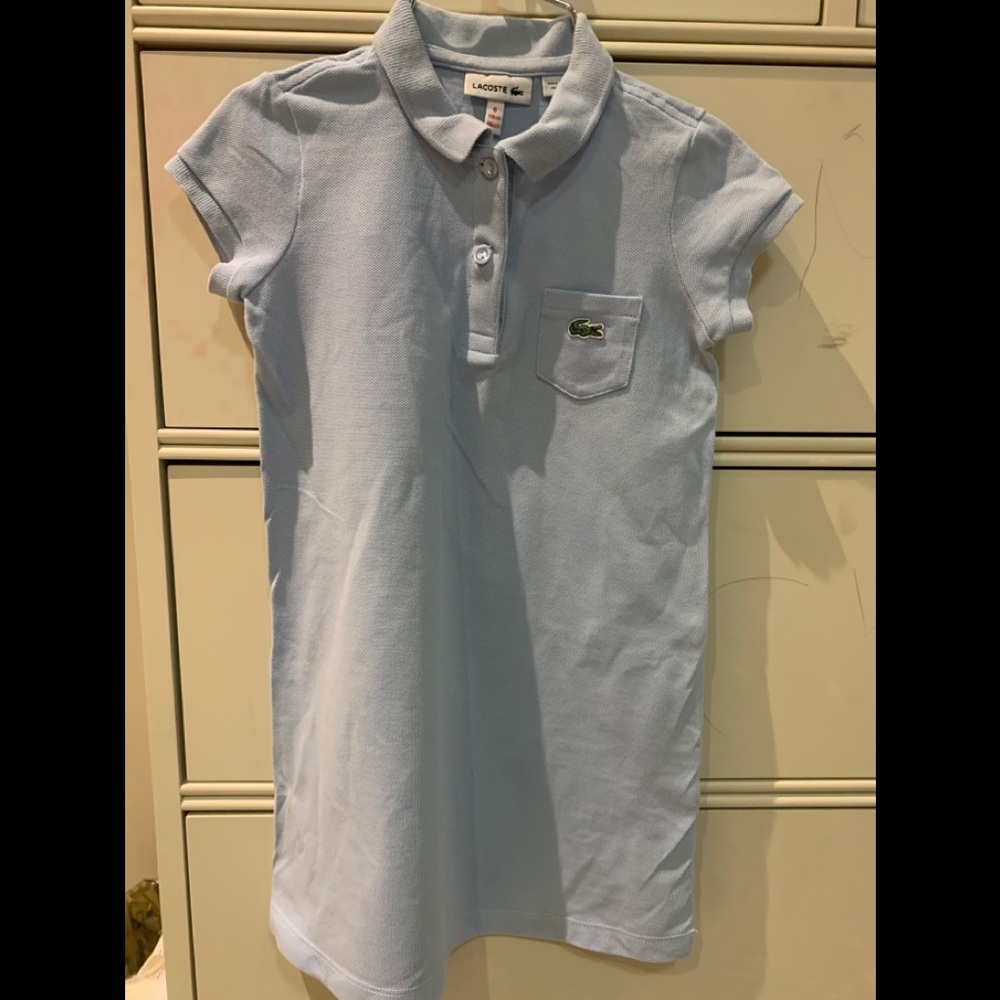 Lacoste girls size 6 polo dress light blue